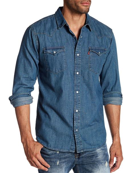 Levi's Men's Classic Barstow Western Pearl Snap Casual Denim Dress ...