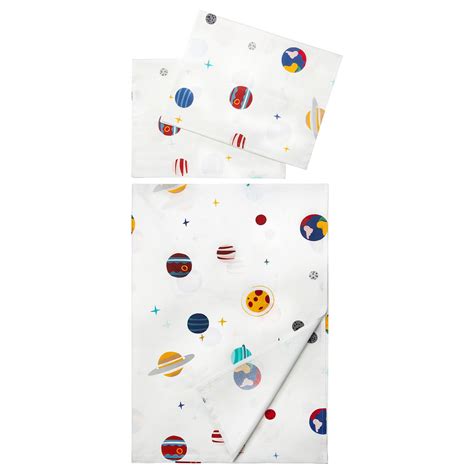AFTONSPARV flat sheet and 2 pillowcase, space/multicolour, 240x260 ...