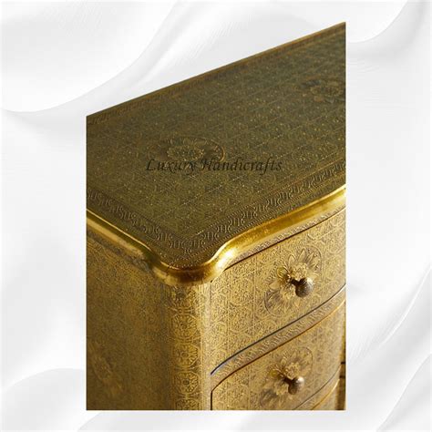 Jaden Antique Brass Embossed 3 Drawer Chest – Luxury Handicrafts