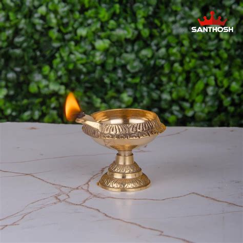 Brass Kuber Deepam Stand – 1.6 Inch Height | Decorative Brass Stand fo ...