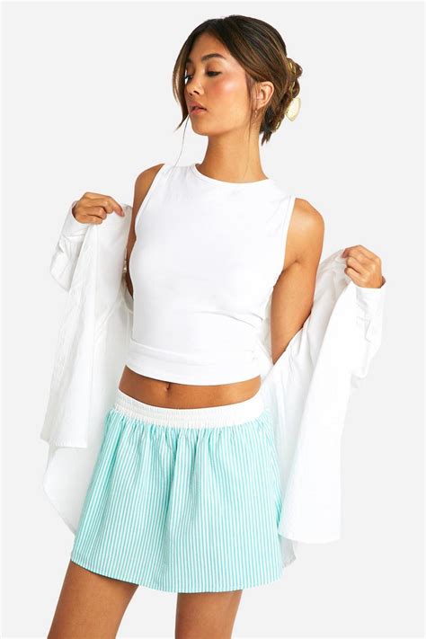 Contrast Waistband Striped Mini Skirt | boohoo UK