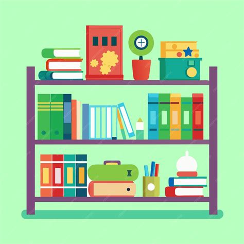 Kids bookshelf clip art and Vector Design With a White Background ...
