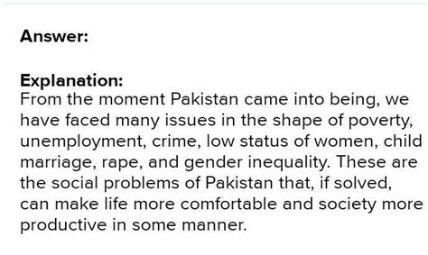effects of social problems in pakistan - Brainly.in