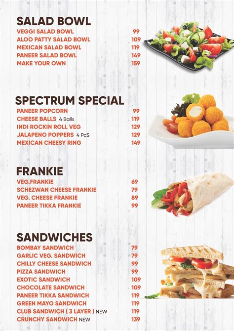 Menu at The Spectrum Cafe and Pizzeria, Anand