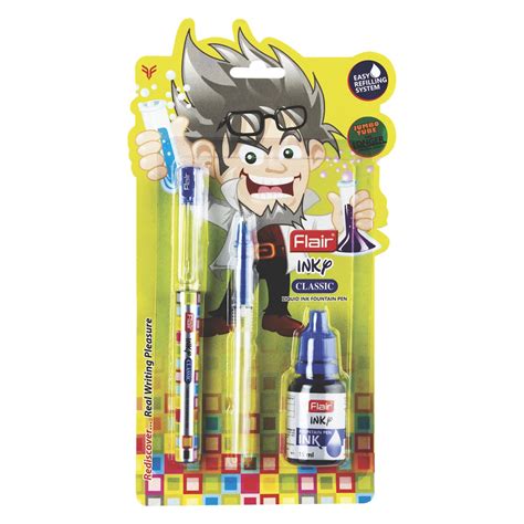 FLAIR Inky Series Classic Liquid Ink Fountain Pen Blister Pack | Easy ...