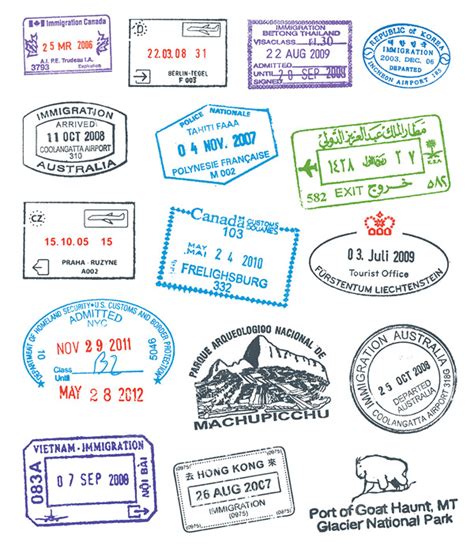 各种护照签证印章矢量图-矢量图案素材-素彩网
