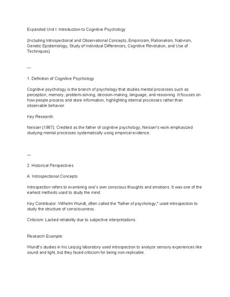 Cog 101 - Examining Cognitive Psychology: Foundations and Concepts ...