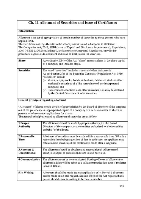 Ch. 11: Allotment of Securities and Issuance of Certificates in Law ...