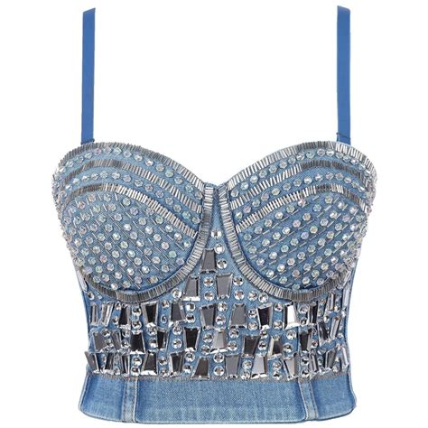 Handmade Bejeweled Bling Rhinestone Corset (Denim) – bijouxblingstore