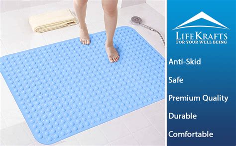 Buy Lifekrafts Anti-Slip Shower Mat for Bathroom Floor Blue, 80x120 cm ...
