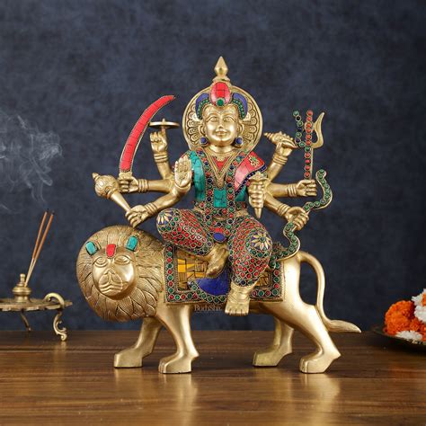 Handcrafted Goddess Durga/Sherawali Mata Statue – 14" Height, Intricat ...