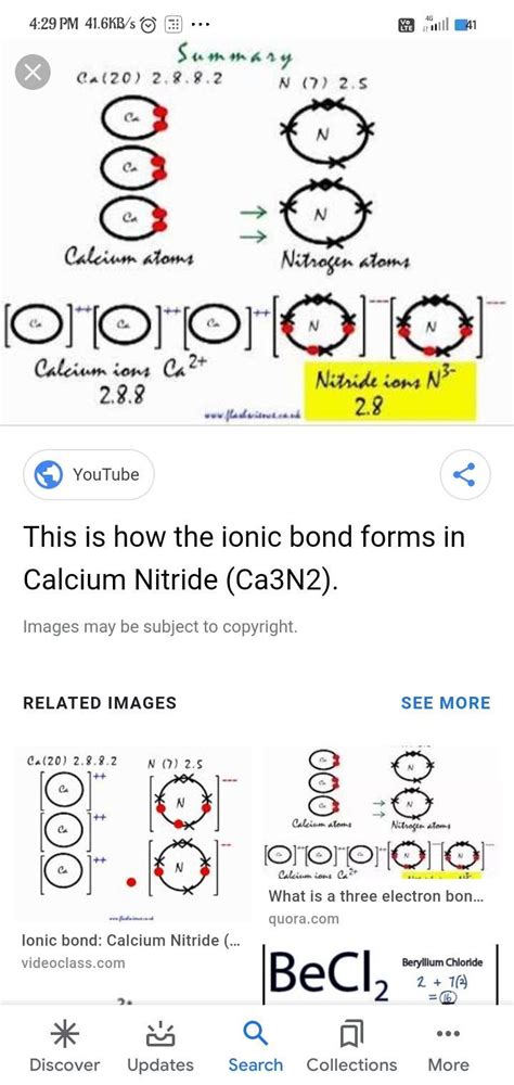 Calcium reacts with nitrogen to form the ionic compound calcium nitride ...