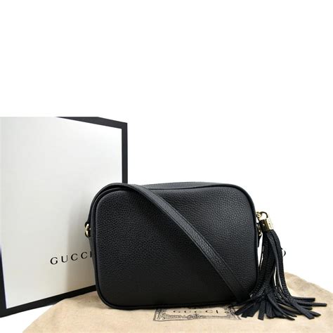 GUCCI Soho Disco Pebbled Leather Crossbody Bag Black 308364