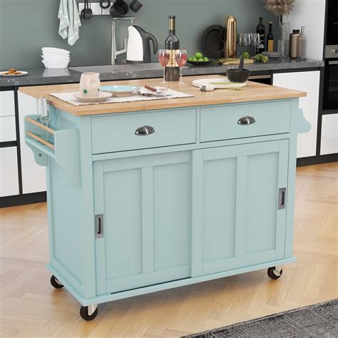 EUROCO 52.2" Kitchen islands Cart with Storage on Wheels, Kitchen Cart ...