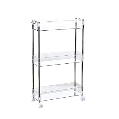 Buy Chris.W Slim Storage Cart 3 Tier with Wheels, Clear Bathroom Cart ...