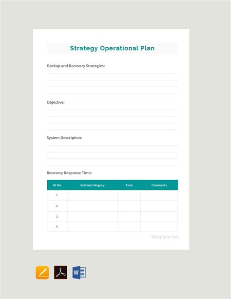 Image result for Sample Editable Operational Plan Format