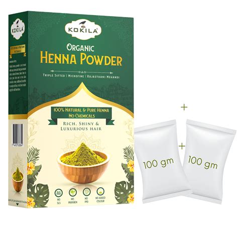 Kokila Organic Henna Powder for Natural Hair Color, 100% Natural Henna