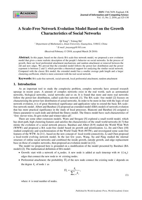 Global Science Press: A Scale-Free Network Evolution Model Based on the ...