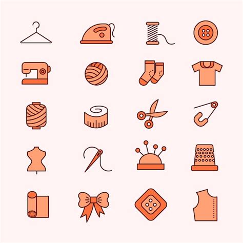 Fashion sewing icons | Premium Vector