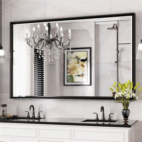 Amazon.com: QueenFun Black Mirror for Bathroom, 48x30 Beveled Bathroom ...