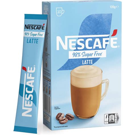 Nescafe 98% Sugar Free Latte Coffee Sachets 10 Pack | Woolworths