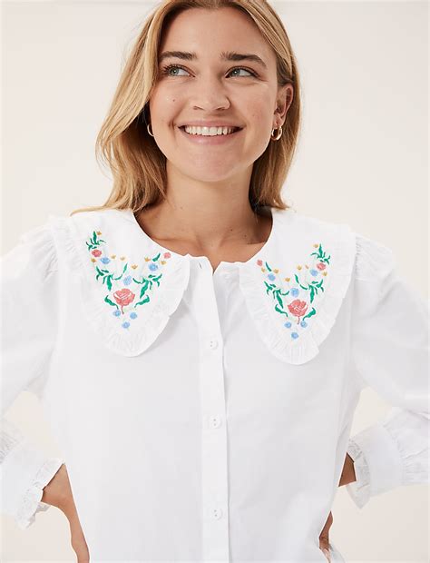 Buy Pure Cotton Embroidered Long Sleeve Blouse at Marks & Spencer