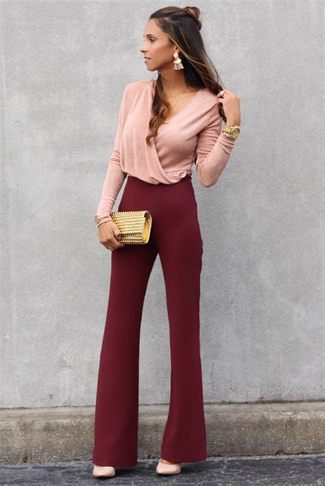 Blush and Burgundy | E's Life & Style | Burgundy pants outfit, Maroon ...
