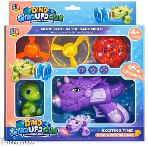 Bizdom Dino Grip Up Gun Toy Dinosaur Launcher Gun with Rotating Lights ...