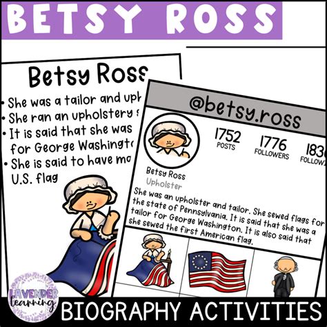 Betsy Ross Biography Activites, Worksheets, Posters, Flip Book - U.S ...
