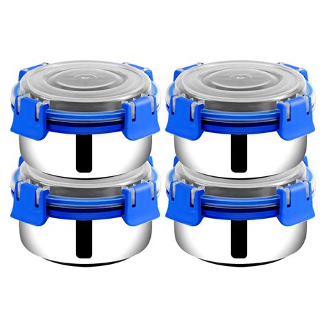 BOWLMAN Lock N Lock Container 11cm 350mL each (Pack of 4, (Blue ...