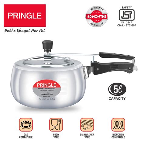 Pringle Platinum Triply Stainless Steel Inner Lid Pressure Cooker 5 Li