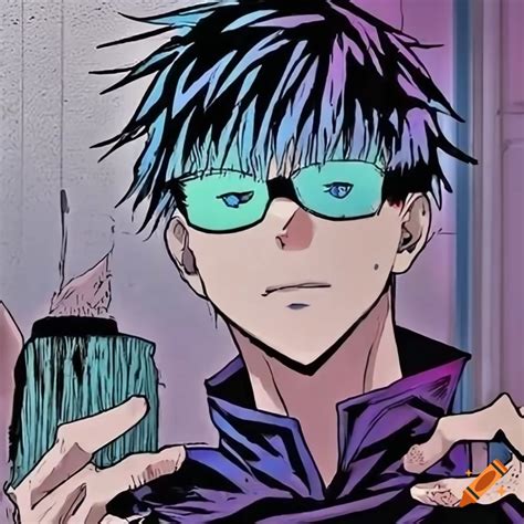 Satoru Gojo with black hair on Craiyon