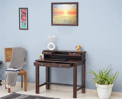 Buy Solid Wood Study Table with Four Drawer Online on Furniselan