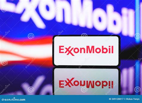 Exxonmobil Corporation Logo Displayed on the Screen Editorial Photography - Image of gasoline ...