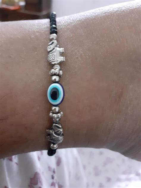 Jyokrish Combo Metal Silver Elephant & Turtle Blue Evil eye Glossy ...