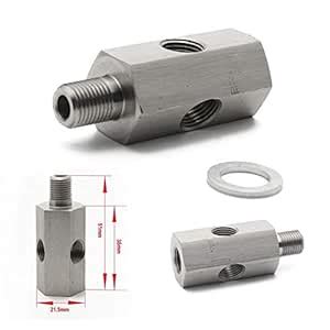 CALANDIS 50mm Stainless Steel 1/8in BSPT Oil Pressure Sensor Tee to NPT ...