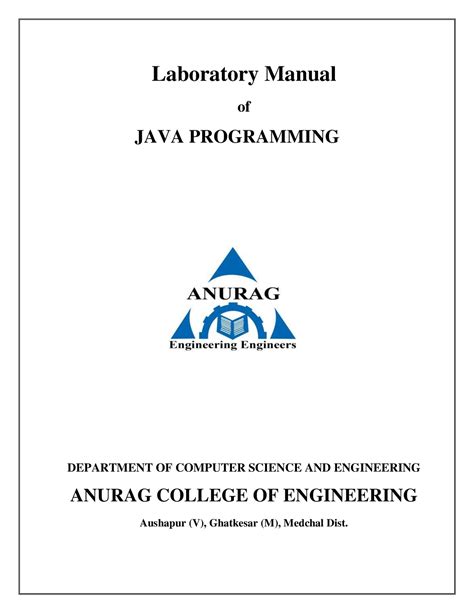 JAVA Programming Master Manual 27 01 15complete 1 1 - Laboratory Manual ...