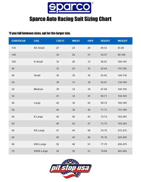 Racing Suit Size Chart at Homer Bautista blog
