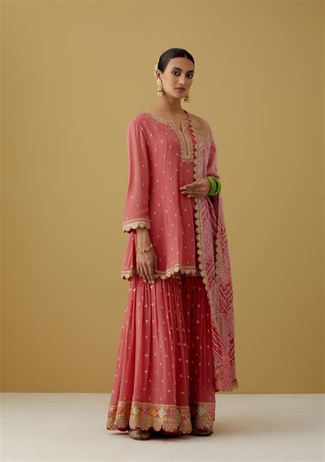 Old rose Georgette Embroidered Sharara sets – NidhiTholia