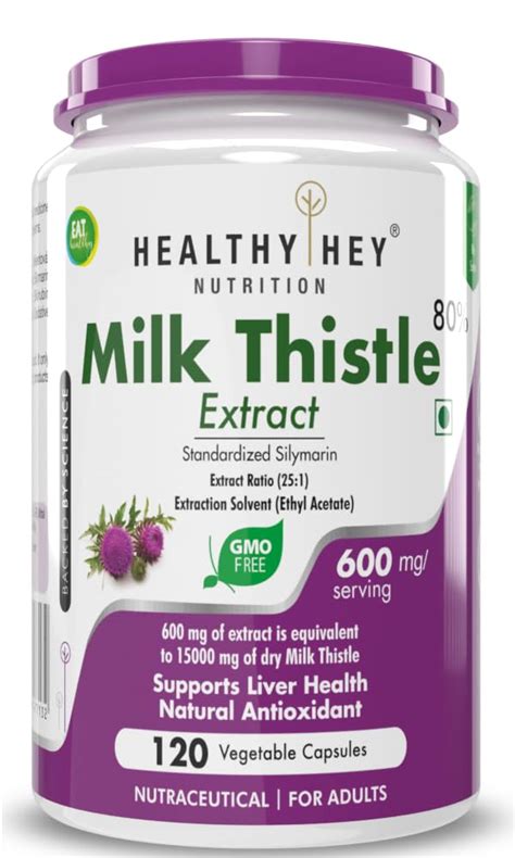HealthyHey Nutrition Milk Thistle (Silymarin Marianum) - 600mg Extract ...