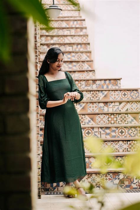 Emerald - Bottle Green Aline dress | Dilse Threads