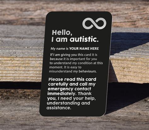 Buy Autism Awareness Metal ID Card: Laser Engraved Aluminium ASD ...