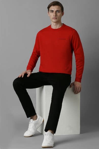 Buy Men Casual Red Solid Sweatshirt Online - 39689704 | Louis Philippe