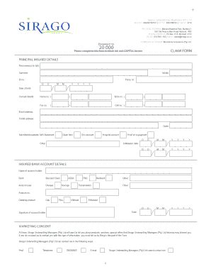 Claim Form - Sirago - Fill and Sign Printable Template Online