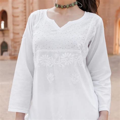 Buy White Chikankari Kurti | Soft Mulmul Fabric | Zibaa