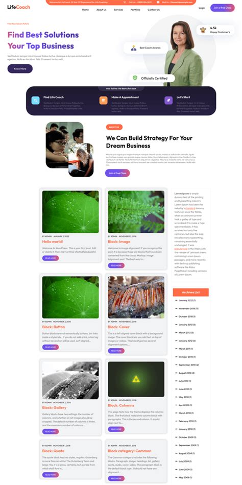 Free Life Coach WordPress Theme - Inspirational and Dynamic Design