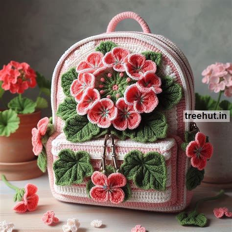 Geranium Crochet Ideas for Grocery Bags, Pouches, Handbags, Medicine ...