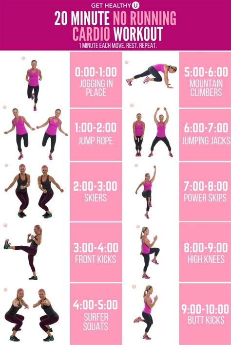 20-Minute No-Running Cardio Workout | Cardio workout plan, Cardio ...