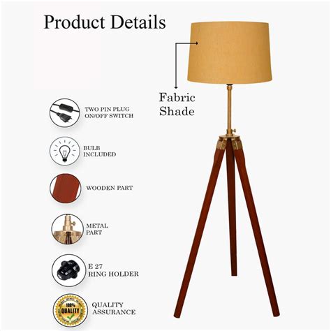Buy HOMESAKE Marinor Wooden Tripod Floor Lamp from Homesake at just INR ...