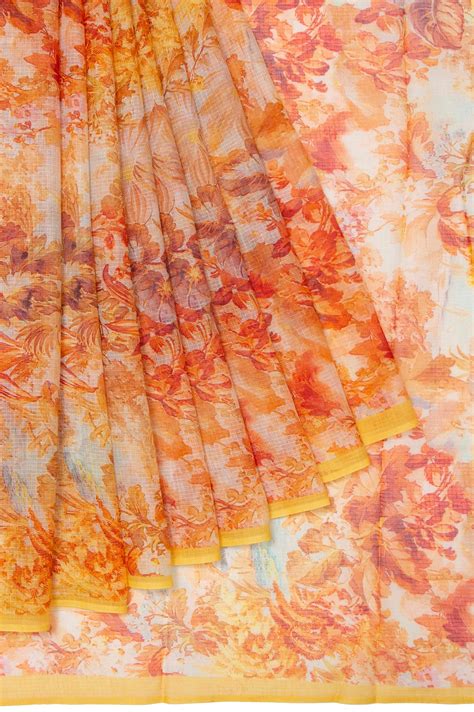 Cream Kota Doria Silk Saree